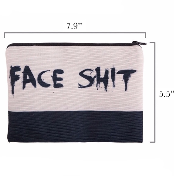 Face Shit Cosmetics Bag Toiletry Organizer Clutch - Picture 10 of 10
